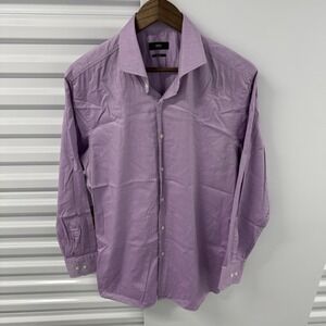 Hugo Boss Dress Shirt 16.5 32/33 Purple Sharp Fit Made In Italy Men's
